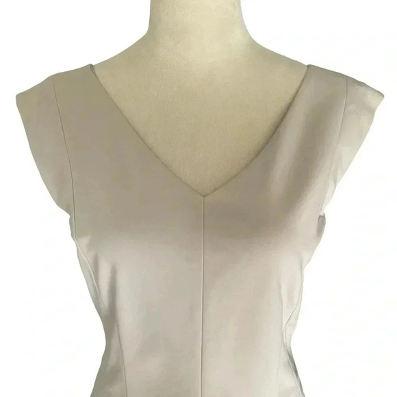 Club Monaco Sheath Fitted Bodycon Neutral Ivory Midi Knee Length Dress Women S 8 - Picture 5 of 8